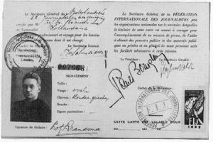 St. Titus' membership card in the International Federation of Journalists