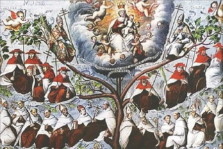 Santos carmelitas. Pintura. Árbol genealógico. Arequipa, Perú.