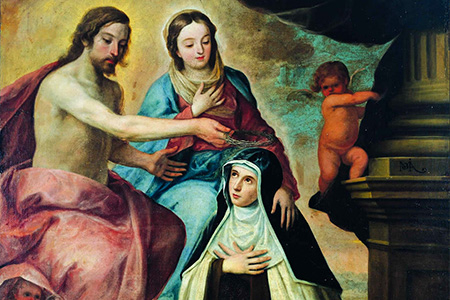 Pedro de Moya, Visión de Santa María Magdalena de Pazzis, óleo sobre lienzo (209 x 169 cm.)