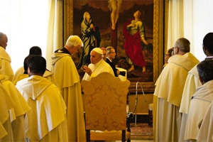 Pope Francis and Prior General at an audience during the 2019 General Chapter