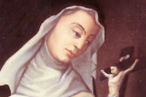 Portrait of Blessed Françoise d'Amboise wearing an ermine cape.